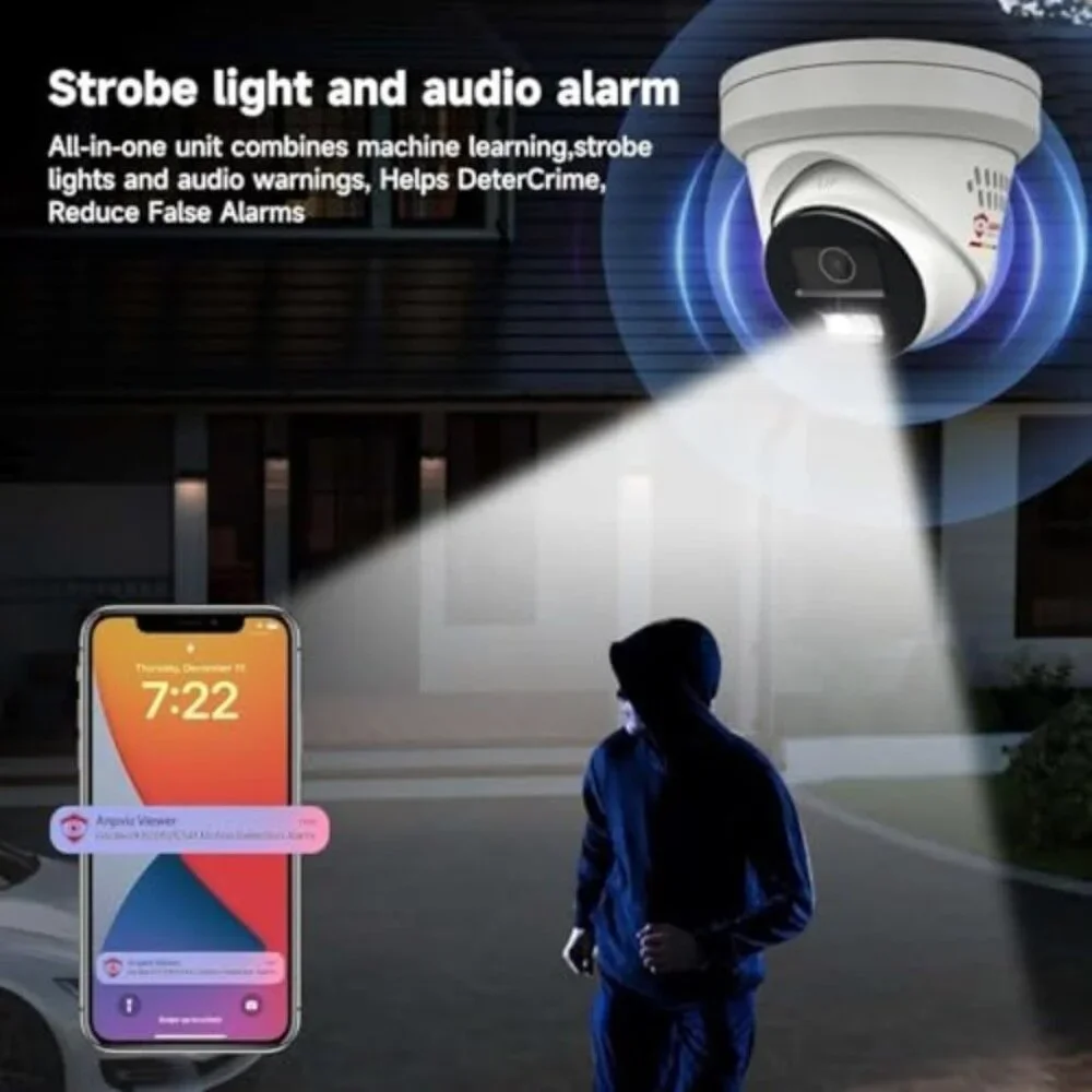 New 5MP IP PoE Camera, Active Deterrence IP Security Camera Outdoor, Aduio &